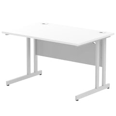 Impulse 1200 x 800mm Straight Desk White Top Silver Cantilever Leg I000305 DD