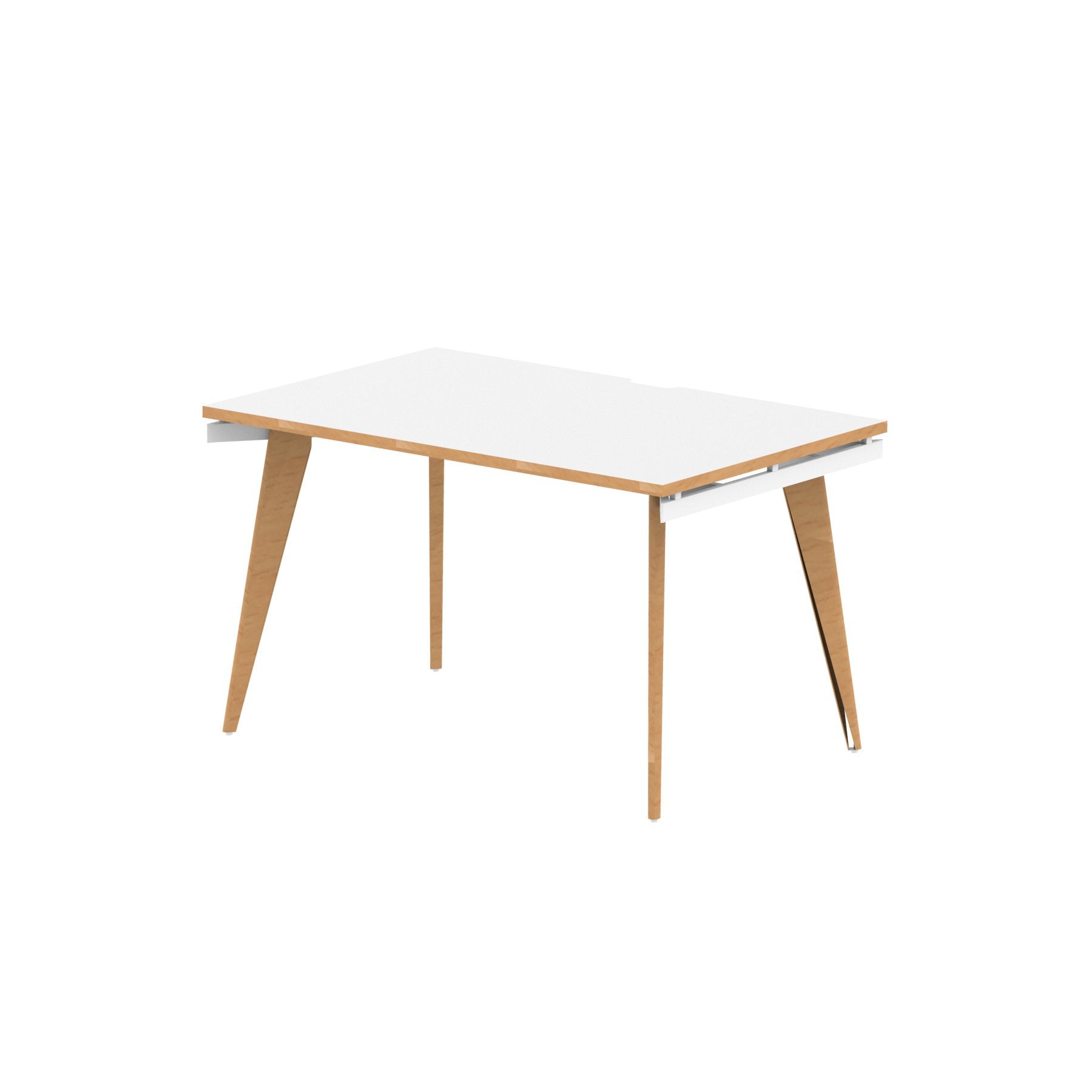 Oslo 1200mm Single Starter Desk White Top Natural Wood Edge White Frame OSL0116 DD