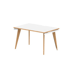 Oslo 1200mm Single Starter Desk White Top Natural Wood Edge White Frame OSL0116 DD