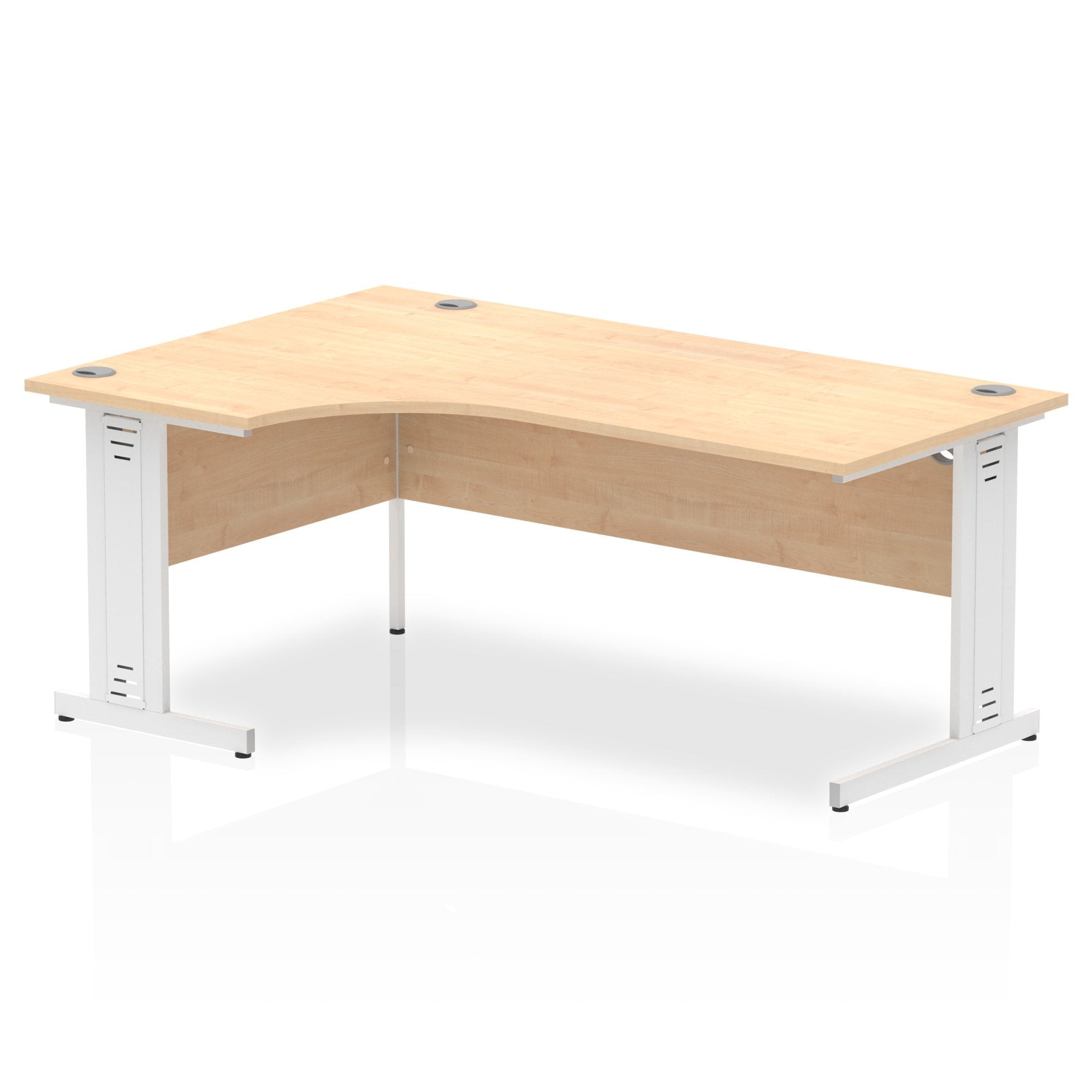 Impulse Contract Left Hand Crescent Cable Managed Leg Desk W1800 x D1200 x H730mm Maple Finish/White Frame - I002624 DD