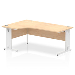 Impulse Contract Left Hand Crescent Cable Managed Leg Desk W1800 x D1200 x H730mm Maple Finish/White Frame - I002624 DD