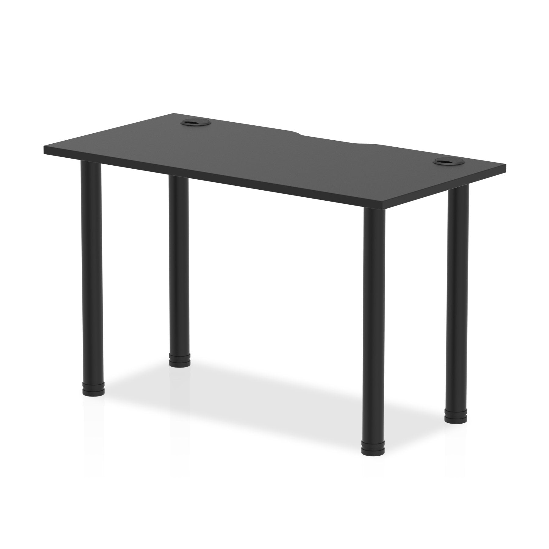 Dynamic Impulse Black Series 1200 x 600mm Straight Table Black Top with Cable Ports Black Post Leg I004204 DD