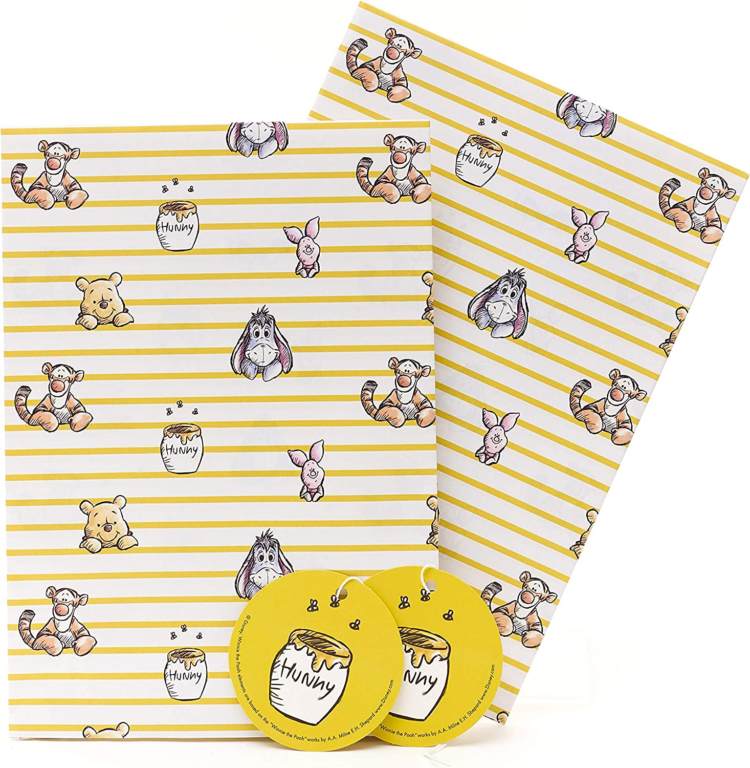 Disney Winnie The Pooh Gift Wrapping Paper 2 Sheets & 2 Tags