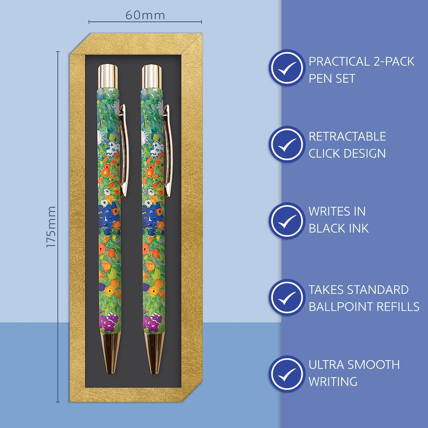 TGSC - Ballpoint Pen Set - Klimt Design - 2-Pack Pens
