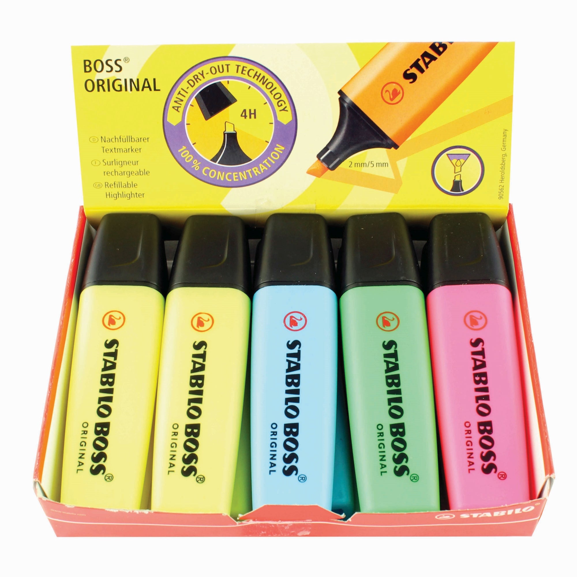 STABILO BOSS ORIGINAL Highlighter Chisel Tip 2-5mm Line Assorted Colours (Pack 10) - 70/10-1