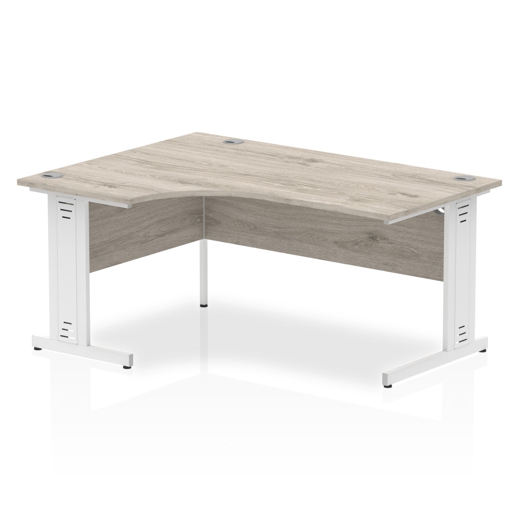 Dynamic Impulse 1800mm Left Crescent Desk Grey Oak Top White Cable Managed Leg I003534 DD