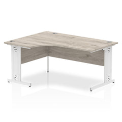 Dynamic Impulse 1800mm Left Crescent Desk Grey Oak Top White Cable Managed Leg I003534 DD