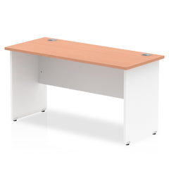 Impulse Straight Office Desk W1400 x D600 x H730mm Panel End Leg Beech Finish White Frame - TT000093 DD