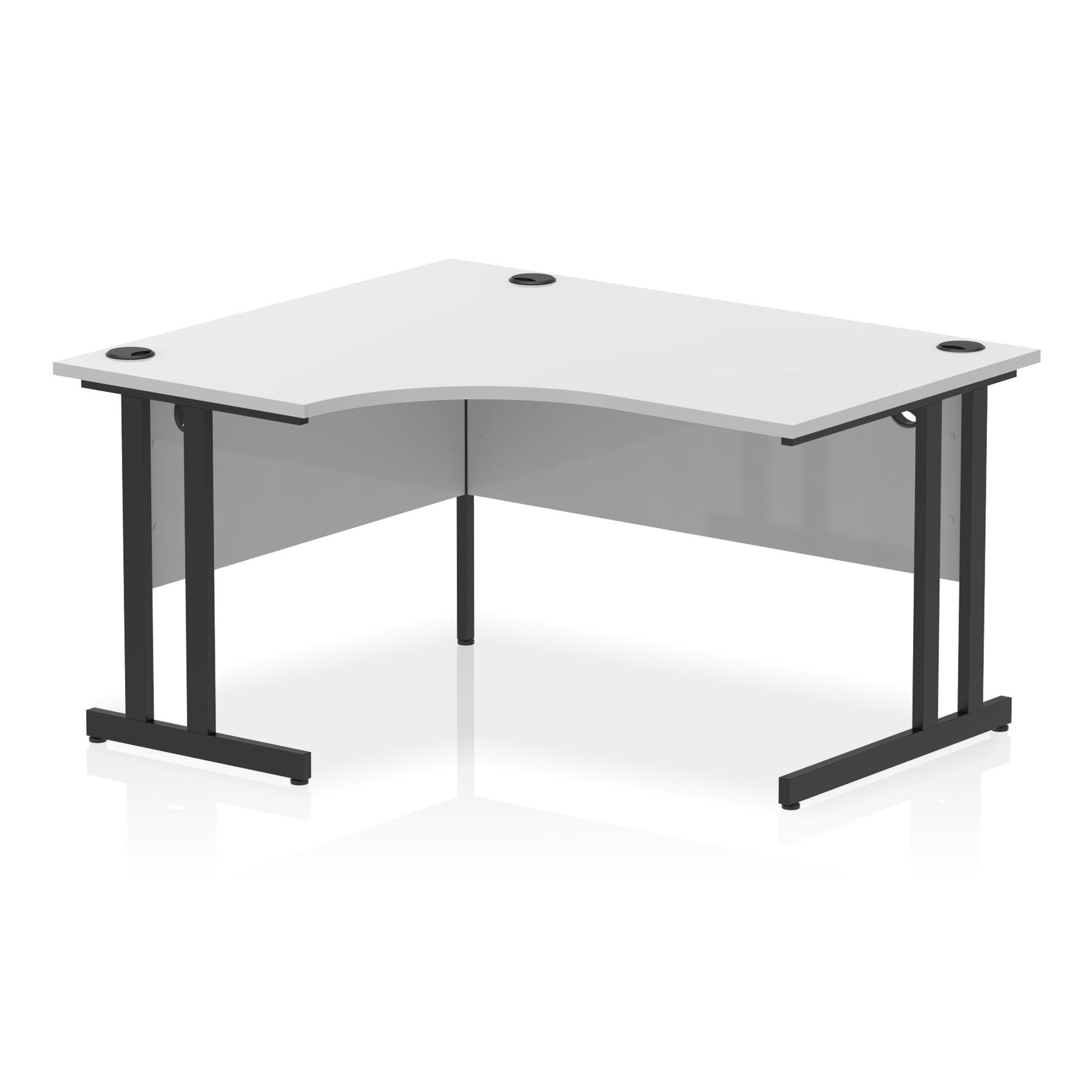 Dynamic Impulse W1400 x D1200/800 x H730mm Left Hand Crescent Desk With Cable Management Ports Cantilever Leg White Finish Black Frame - MI003317 DD