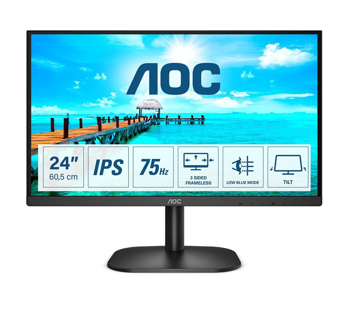 AOC B2 24B2XH 23.8 Inch 1920 x 1080 Pixels Full HD IPS Panel 75Hz Refresh Rate HDMI VGA LED Monitor