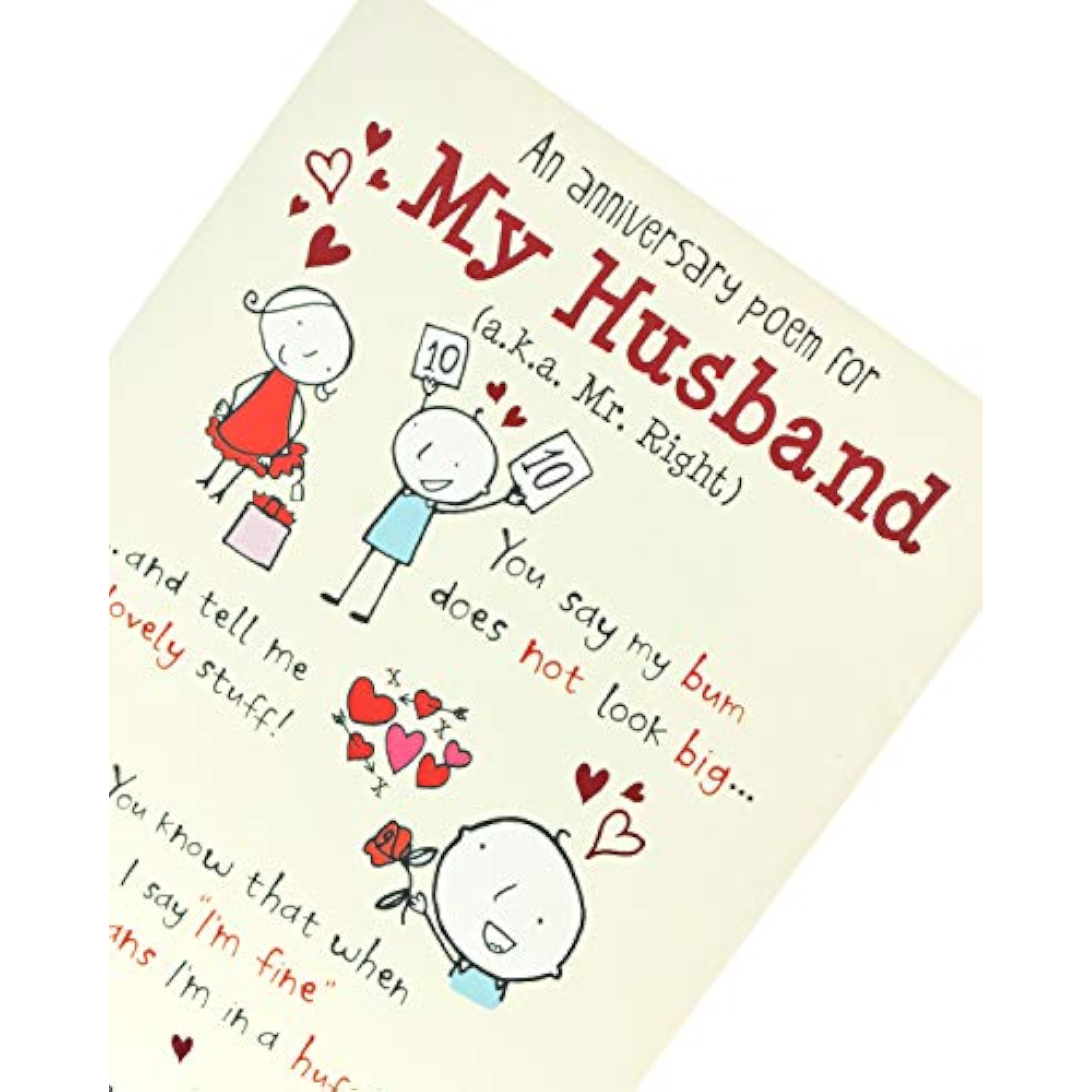 Cute Poem Design Husband Wedding Anniversary Card
