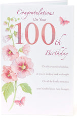 Delicate Pink Flower100th Birthday Card