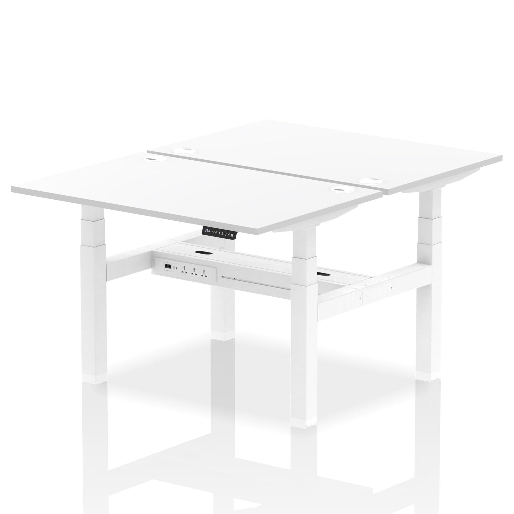 Dynamic Air Back-to-Back W1200 x D800mm Height Adjustable Sit Stand 2 Person Bench Desk With Cable Ports White Finish White Frame - HA01702 DD