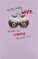 UK Greetings Christmas Card for Wife - Fun Puddings Design