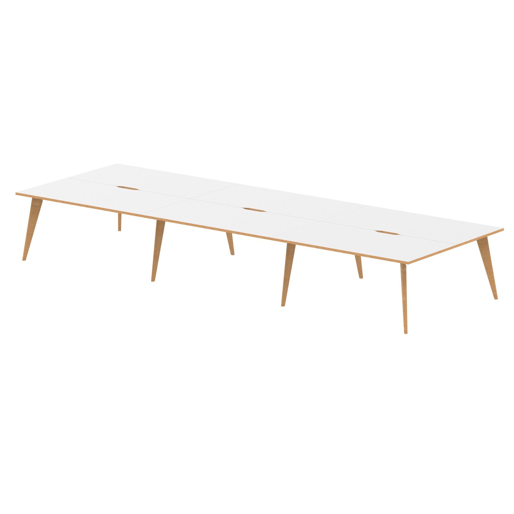 Oslo 1600mm Back to Back 6 Person Desk White Top Natural Wood Edge White Frame OSL0111 DD