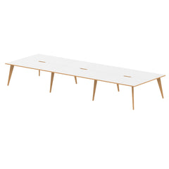 Oslo 1600mm Back to Back 6 Person Desk White Top Natural Wood Edge White Frame OSL0111 DD