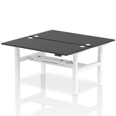 Dynamic Air Back-to-Back W1600 x D800mm Height Adjustable Sit Stand 2 Person Bench Desk With Cable Ports Black Finish White Frame - HA02956 DD