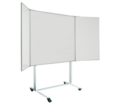 Magiboards Mobile Wingboard Magnetic Coated Steel Whiteboard Aluminium Frame 1200x1200mm - MWC208L DD