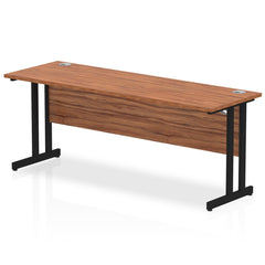 Impulse 1800 x 600mm Straight Desk Walnut Top Black Cantilever Leg MI003280 DD