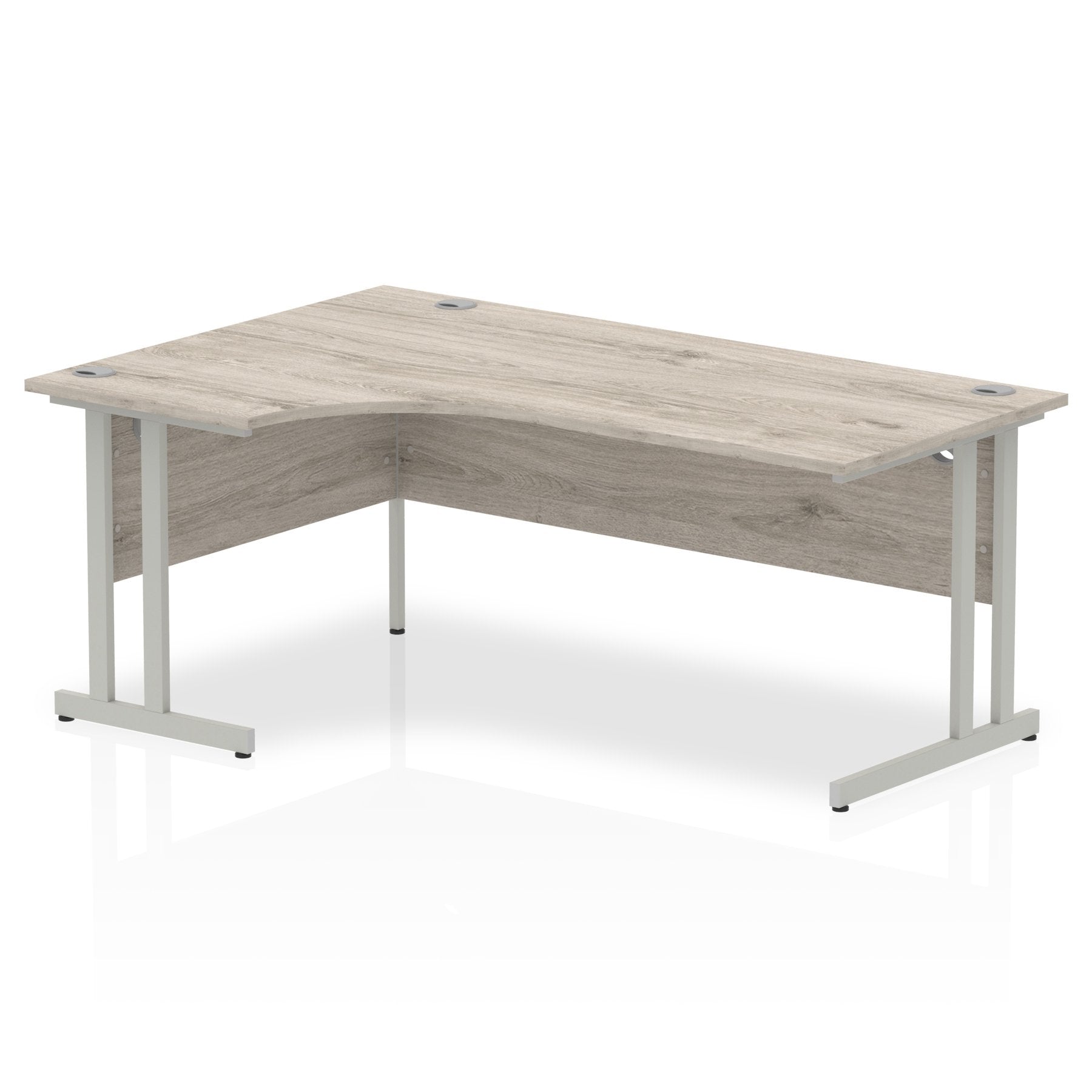 Impulse 1800mm Left Crescent Desk Grey Oak Top Silver Cantilever Leg I003134 DD