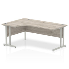Impulse 1800mm Left Crescent Desk Grey Oak Top Silver Cantilever Leg I003134 DD