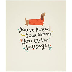 Clever Sausage Exams Passed Congratulations Card