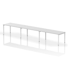 Impulse Single Row 3 Person Bench Desk W1600 x D800 x H730mm White Finish White Frame - IB00351 DD