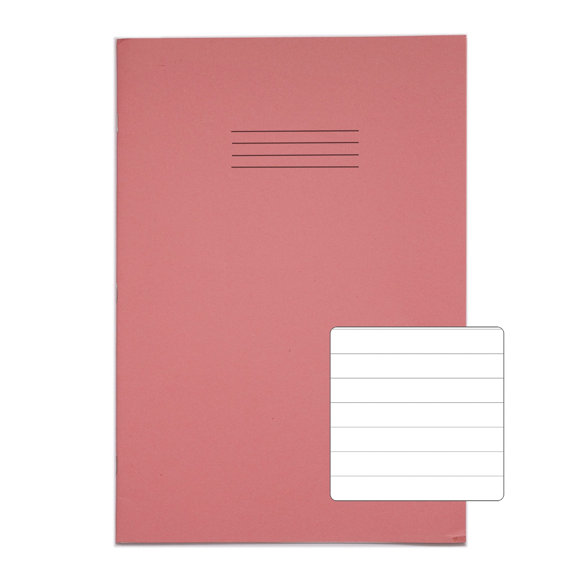 Rhino 13 x 9 A4+ Oversized Exercise Book 40 Page Ruled 12mm Pink (Pack 100) - VDU024-250-0 DD