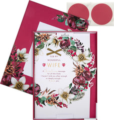 Hallmark Boxed Christmas Card for Wife - Traditional Wreath and Verse Design, 25575228, Multicoloured