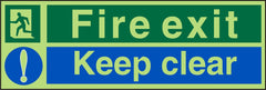 SECO Photoluminescent Safe Procedure Safety Sign Fire Exit Keep Clear Glow In The Dark 450 x 150mm - SP126PLV450X150