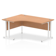 Impulse Contract Left Hand Crescent Radial Cantilever Desk W1600 x D1200 x H730mm Oak Finish/White Frame - I002844 DD