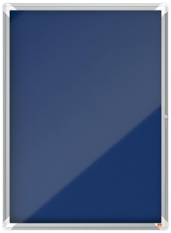 Nobo Premium Plus Blue Felt Lockable Noticeboard Display Case 9 x A4 709x970mm 1902556