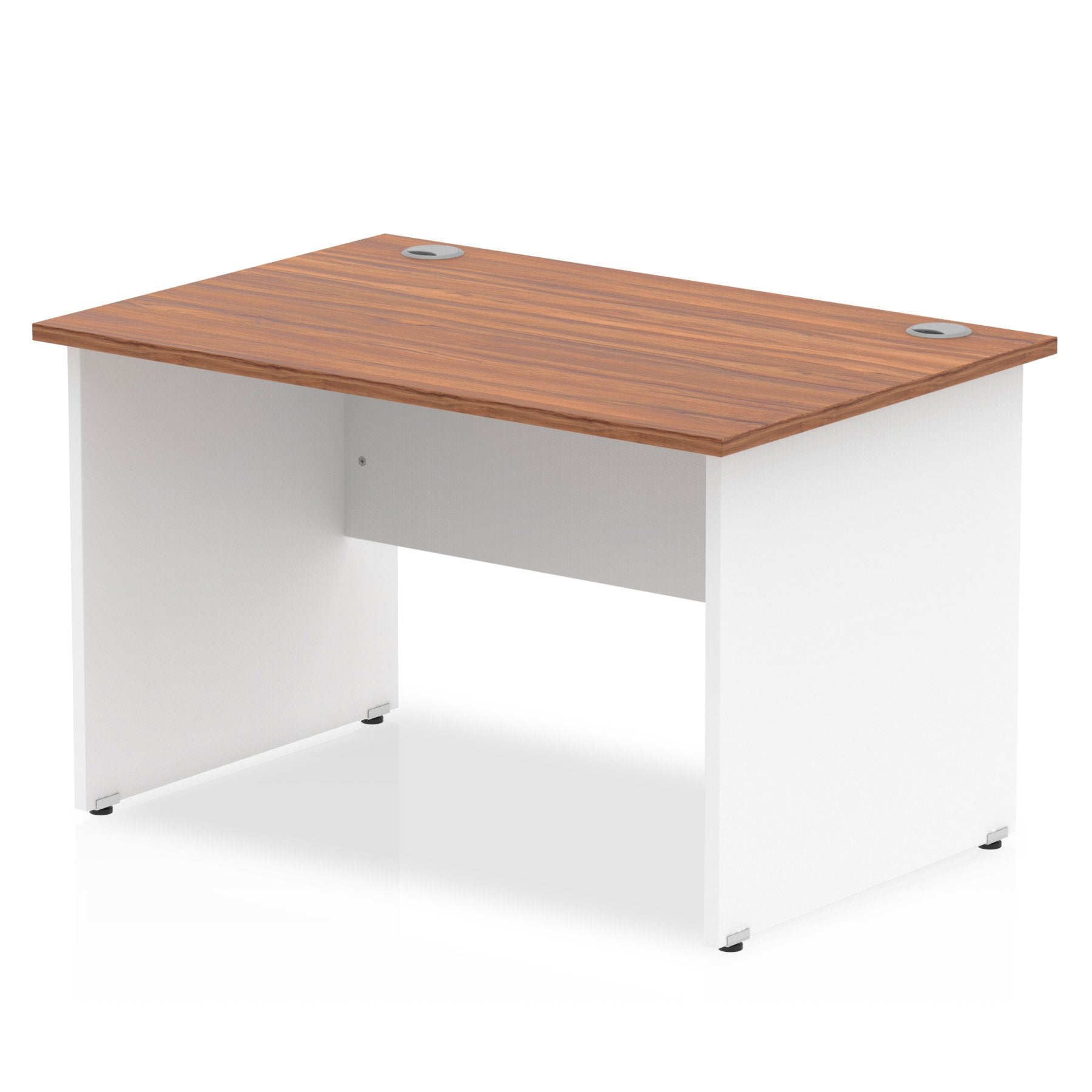 Impulse Straight Office Desk W1200 x D800 x H730mm Panel End Leg Walnut Finish White Frame  - TT000001 DD