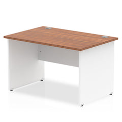 Impulse Straight Office Desk W1200 x D800 x H730mm Panel End Leg Walnut Finish White Frame  - TT000001 DD