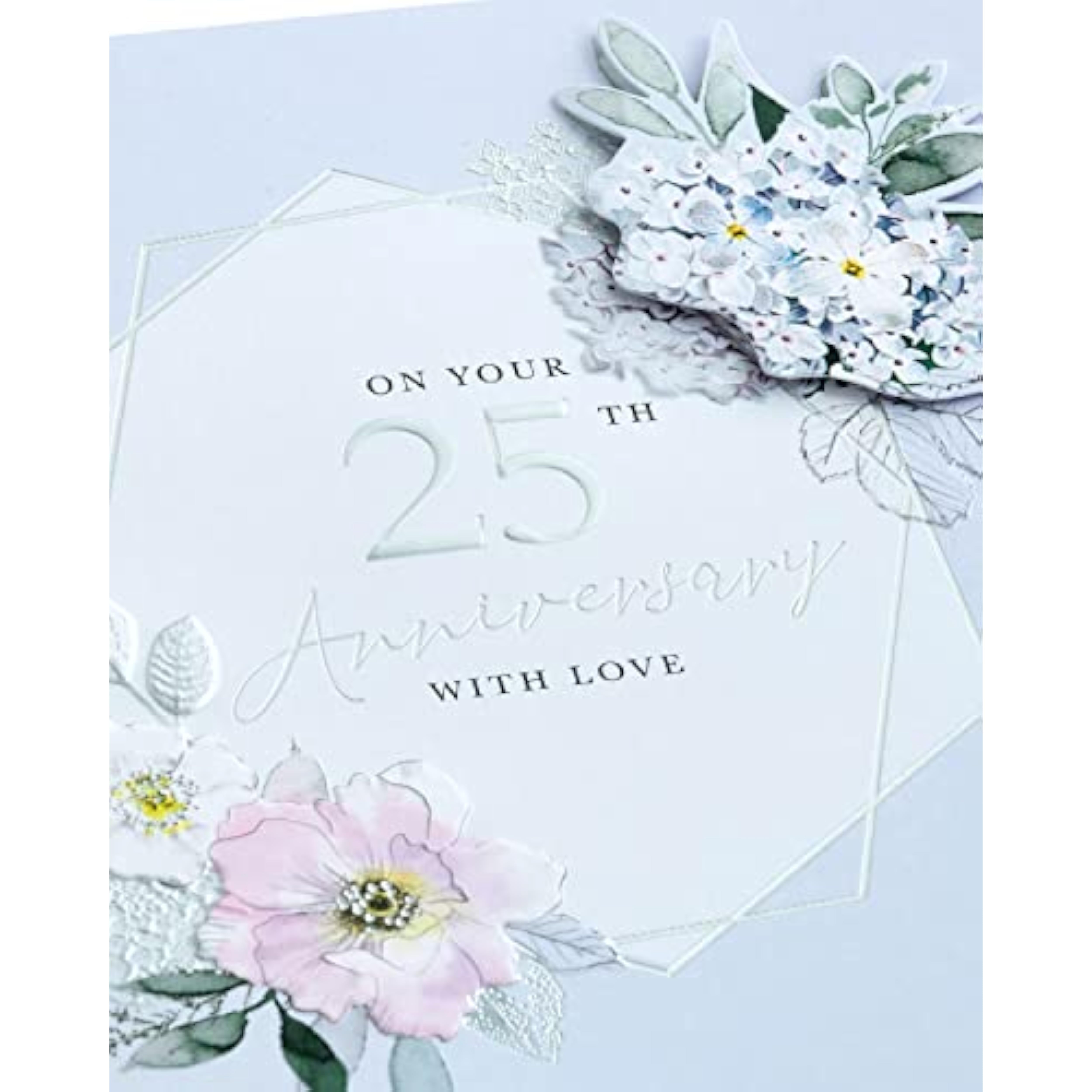 Light Floral Design 25th Anniversary Card
