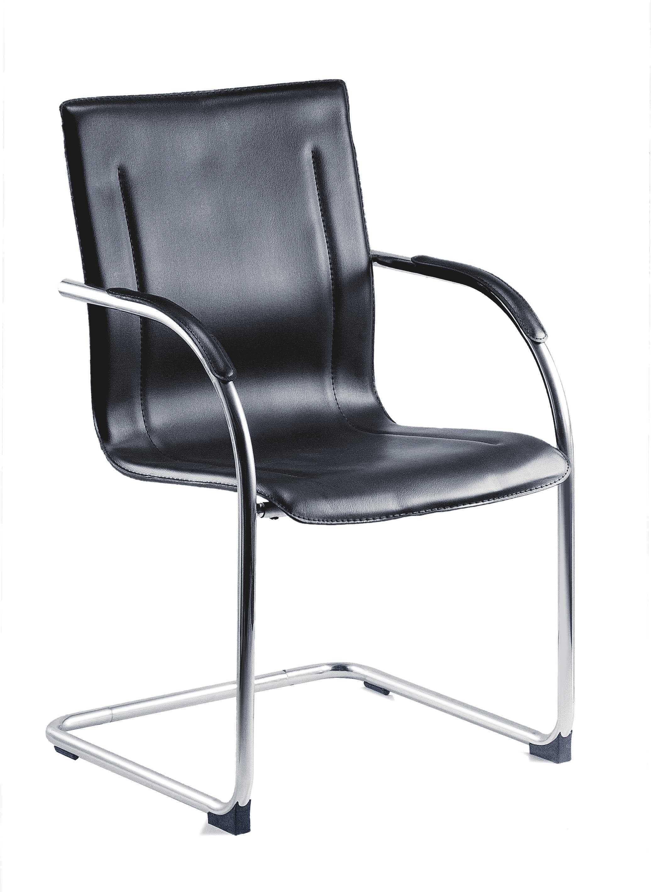 Guest Leather Effect Cantilever Chair Black - B9530 DD