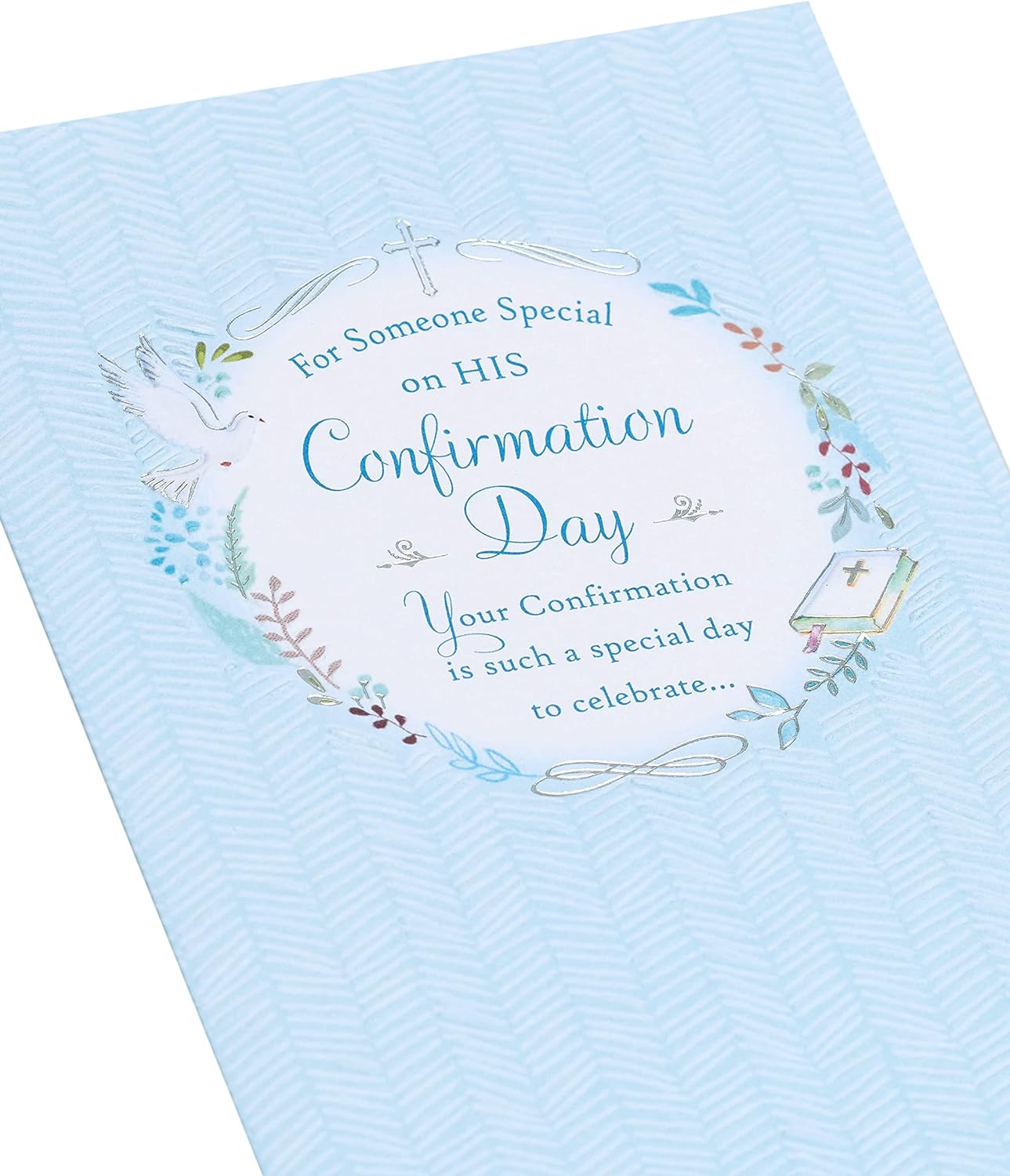 Baby Blue Design Confirmation Card For Boy