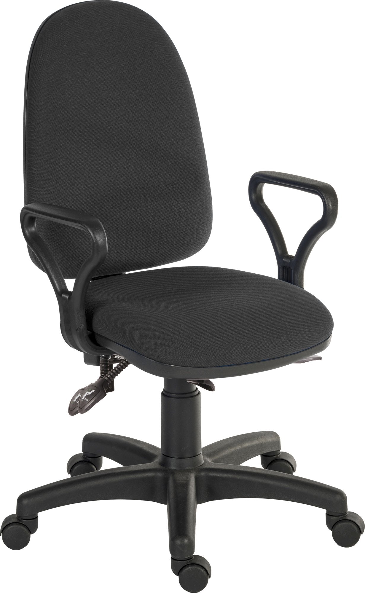 Ergo Trio Ergonomic High Back Fabric Operator Office Chair with Fixed Arms Black - 2901BLK/0288 DD