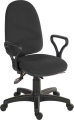 Ergo Trio Ergonomic High Back Fabric Operator Office Chair with Fixed Arms Black - 2901BLK/0288 DD