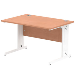 Impulse 1200 x 800mm Straight Desk Beech Top White Cable Managed Leg MI001754 DD