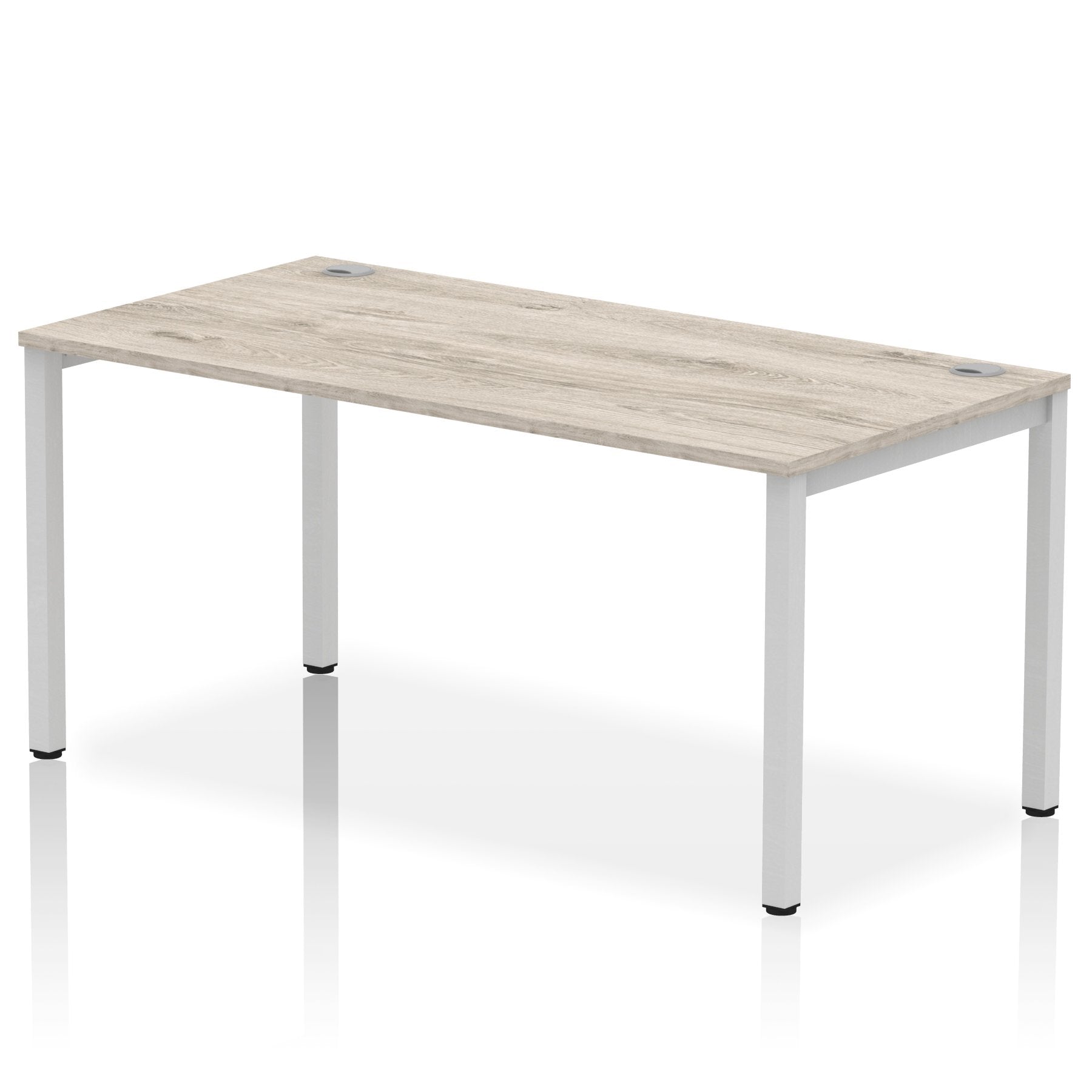 Impulse Single Row Bench Desk W1600 x D800 x H730mm Grey Oak Finish Silver Frame - IB00269 DD