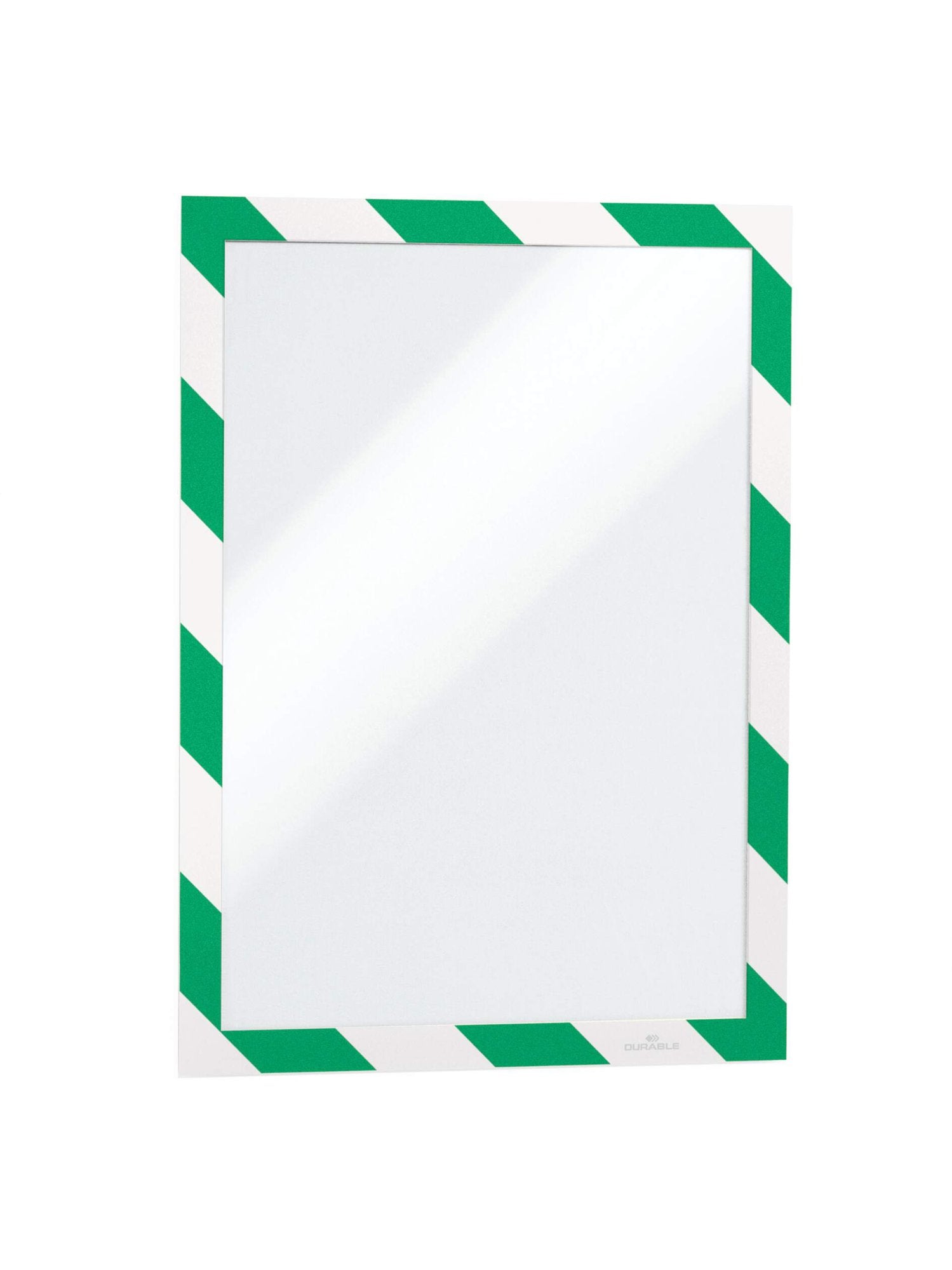 Durable DURAFRAME SECURITY Self-Adhesive Safety Sign & Document Holder with Magnetic Frame A4 Green/White (Pack 2) - 4944131