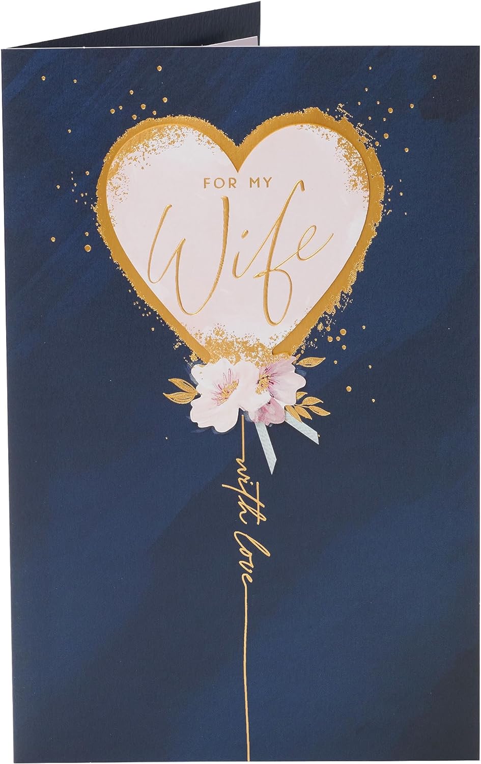 Dark Blue & Gold Design Wife Birthday Card