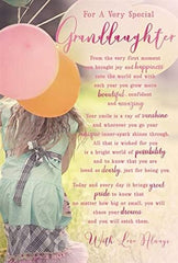 For A Very Special Granddaughter Sentiments Happy Birthday Card
