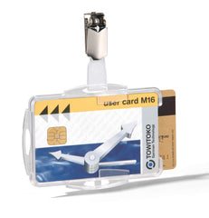 Durable Duo Security Pass Holder 54x87mm with Clip Holds 2 ID/Security Cards Transparent (Pack 25) - 821819 DD