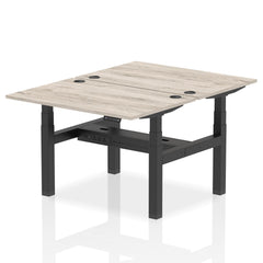 Dynamic Air Back-to-Back W1200 x D800mm Height Adjustable Sit Stand 2 Person Bench Desk With Cable Ports Grey Oak Finish Black Frame - HA01650 DD