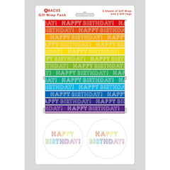 Rainbow Stripe Gift Wrap 2 Sheets & 2 Tags