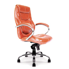 Nautilus Designs Sandown High Back Luxurious Leather Faced Synchronous Executive Chair With Integrated Headrest & Fixed Arms Tan - DPA617KTAG/TN DD