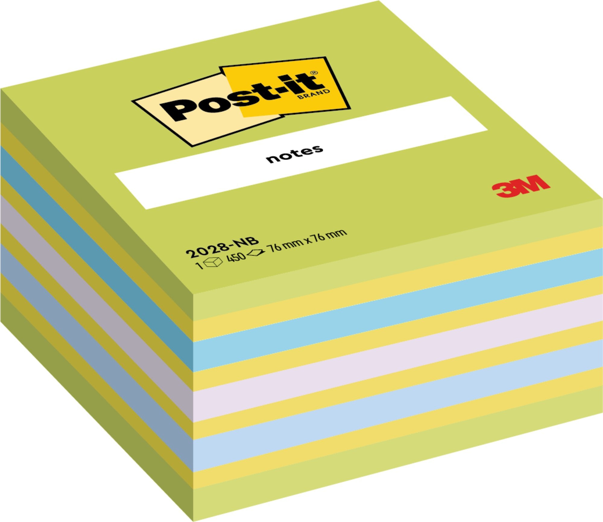 Post-it Notes Cube 76x76mm 450 Sheets Neon Green/Blue 2028 NB - 7100172387
