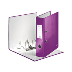 Leitz 180 WOW Lever Arch File Laminated Paper on Board A4 80mm Spine Width Purple (Pack 10) 10050062